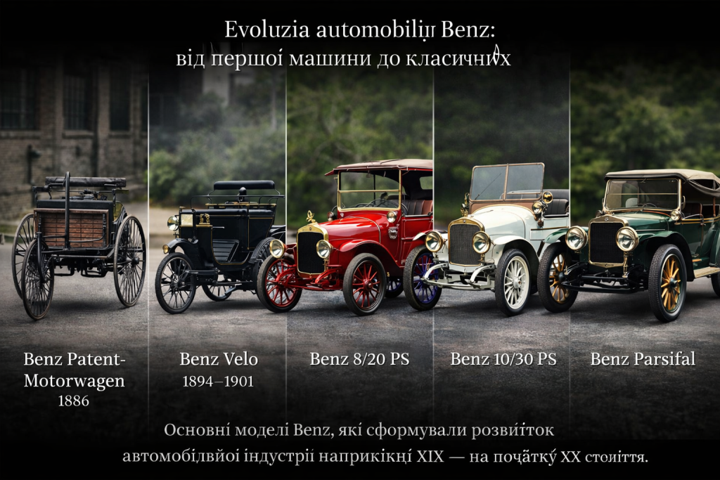 Еволюція автомобілів Benz від Patent-Motorwagen до класичних моделей початку XX століття