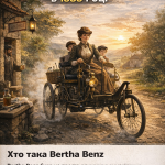 Берта Бенц за кермом Benz Patent-Motorwagen під час першої далекої автоподорожі 1888 року