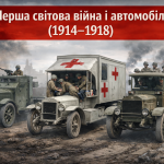 Військові автомобілі Першої світової війни 1914–1918 — санітарна машина, бронеавтомобіль і вантажівка