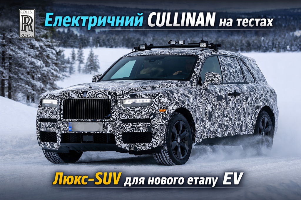 Електричний Rolls-Royce Cullinan під час зимових тестів у Швеції