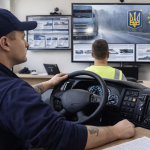 Професійні водії вантажівок проходять навчання у тренувальному центрі відповідно до нових правил в Україні
