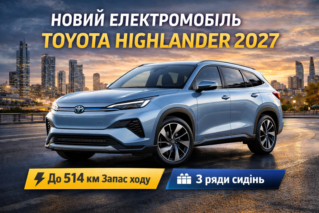 Toyota Highlander 2027 електричний SUV нового покоління з трьома рядами сидінь