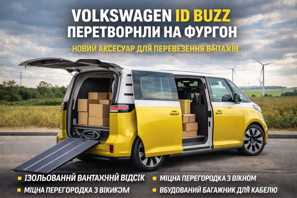 Volkswagen ID Buzz з новою перегородкою що перетворює електромінівен на вантажний фургон