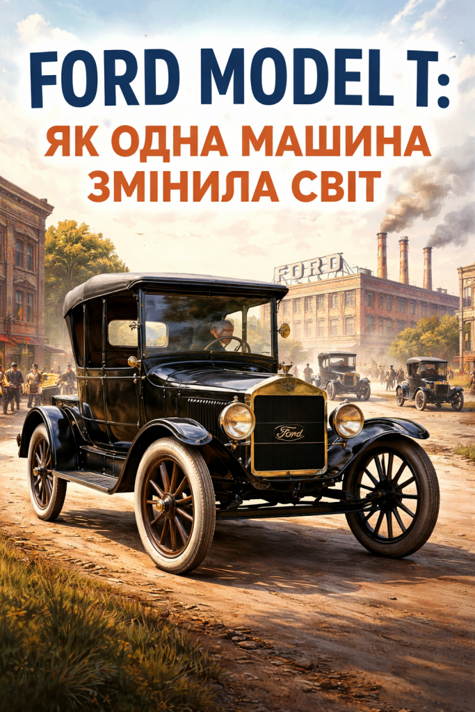 Ford Model T на вулиці початку XX століття — перший масовий автомобіль