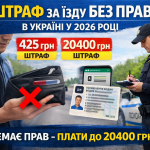 Штраф за їзду без прав в Україні — поліцейський перевіряє водія без посвідчення і виписує штраф у 2026 році