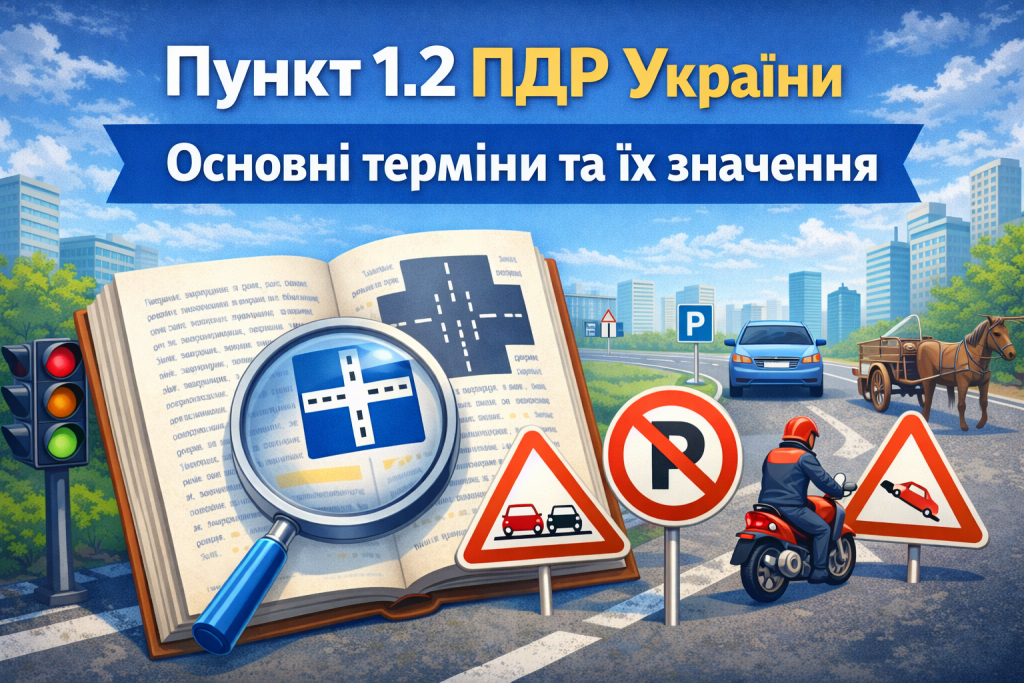 Пункт 1.2 ПДР України — основні терміни та визначення з прикладами дорожніх знаків
