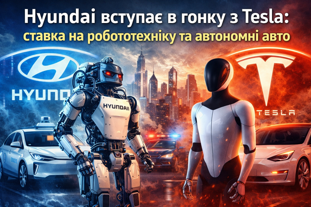 Hyundai та Tesla у гонці робототехніки 2026 — гуманоїдні роботи та автономні авто