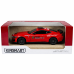 Модель Kinsmart "Ford Mustang Dark-Horse (Firefighter)" у оригінальній упаковці з прозорим вікном, що дозволяє побачити червону модель авто з логотипом "FIRE FIGHTER" і емблемою 9-1-1.