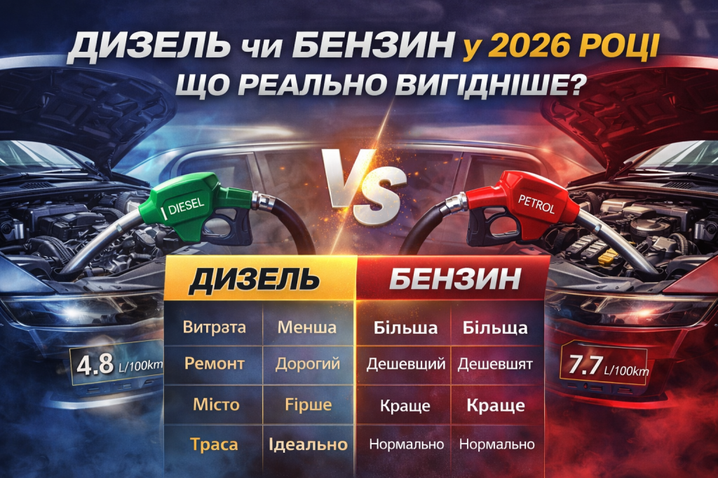 Дизель чи бензин у 2026 році — що реально вигідніше