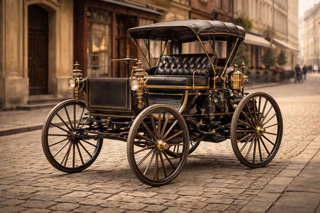 Daimler Motor Carriage 1886 — перший чотириколісний автомобіль із бензиновим двигуном