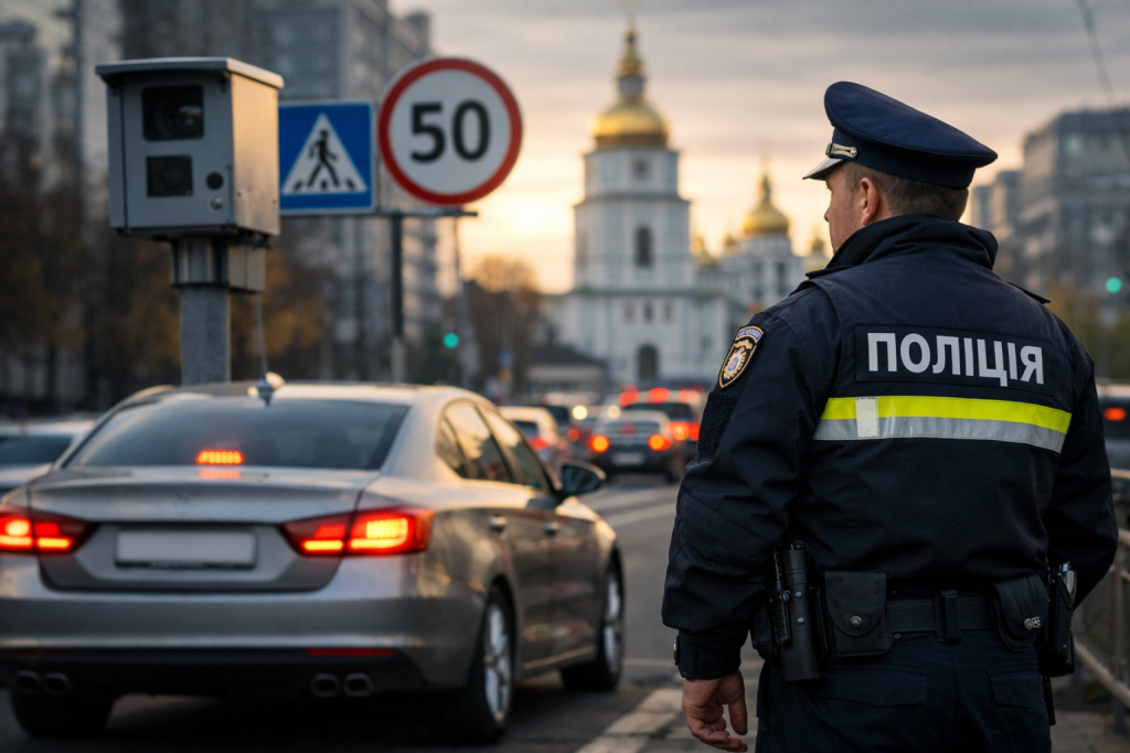 Поліцейський і камера контролю швидкості на дорозі в Україні — штрафи за порушення ПДР 2026 → аналіз і актуальні суми