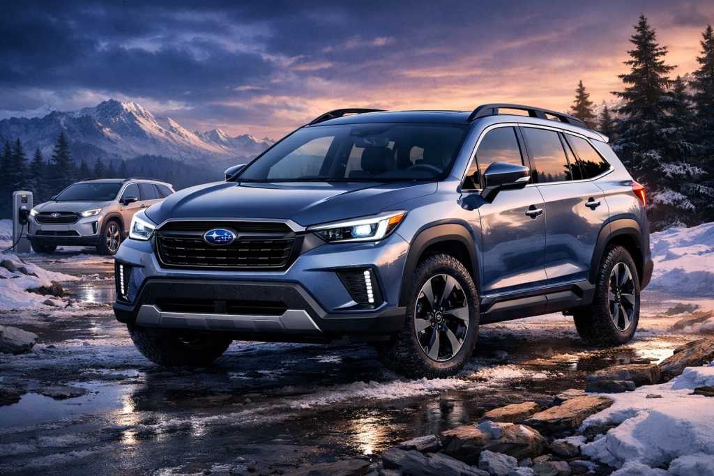 Новий електричний кросовер Subaru з трьома рядами сидінь, створений на базі Toyota, концепт моделі 2026 року