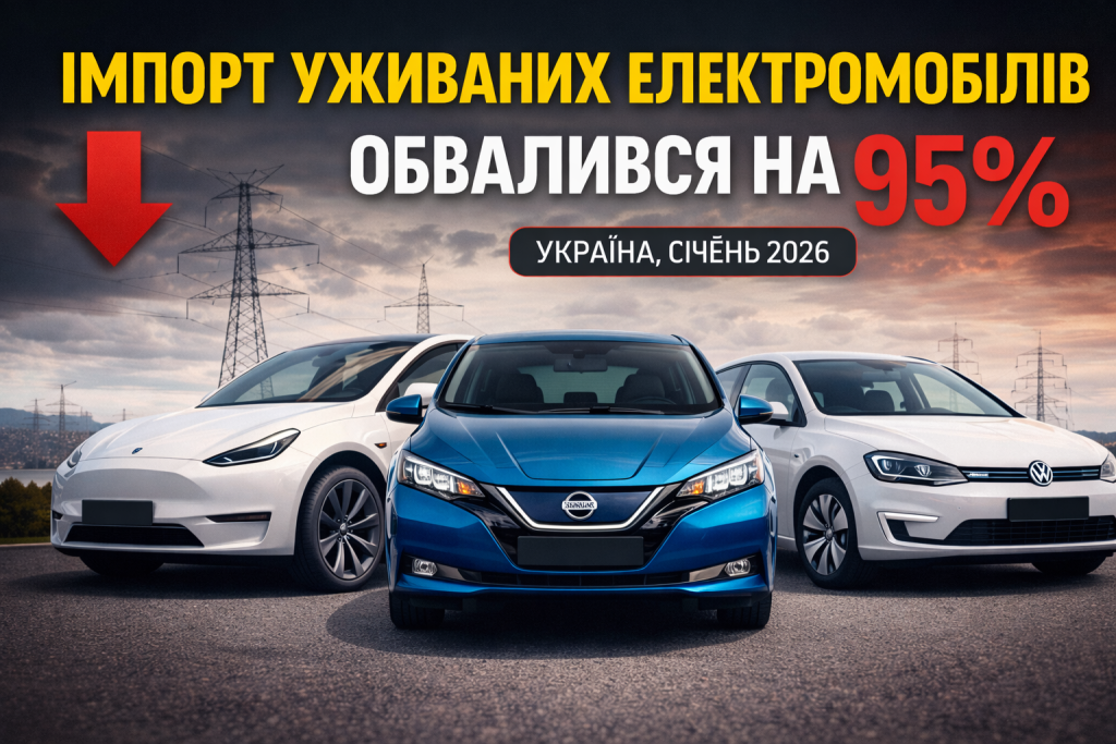 Імпорт вживаних електромобілів в Україну обвалився на 95% у 2026 році