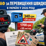 Штраф за перевищення швидкості в Україні 2026 — поліцейський вимірює швидкість радаром і виписує постанову водію