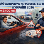 Штраф за передачу керма особі без прав в Україні 2026 — поліцейський зупинив автомобіль
