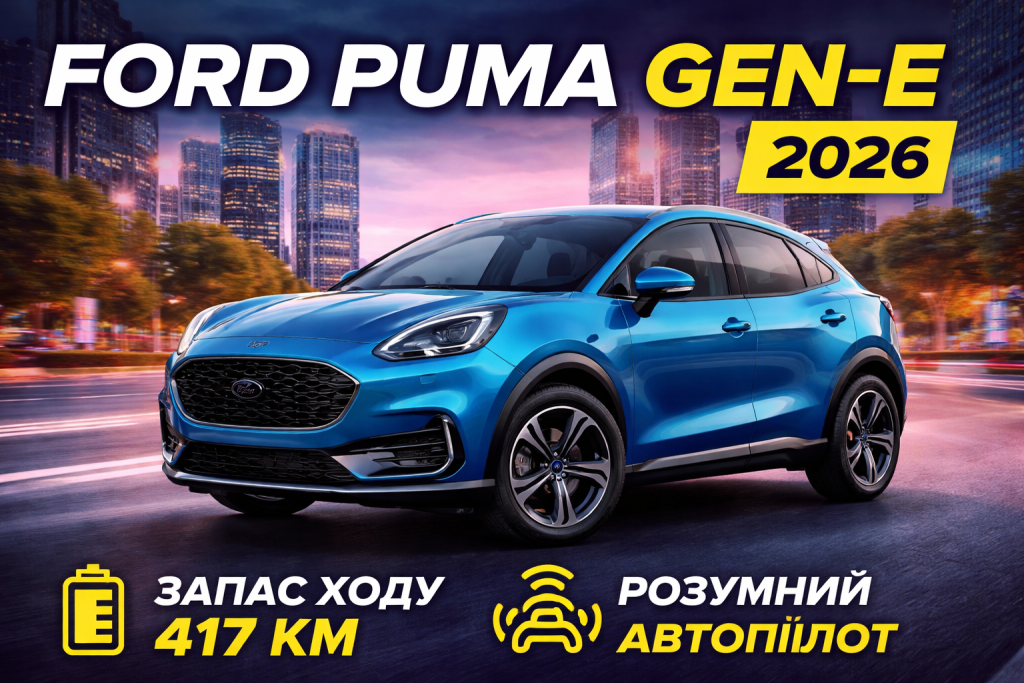 Ford Puma Gen-E 2026 електричний кросовер із запасом ходу 417 км та системою BlueCruise