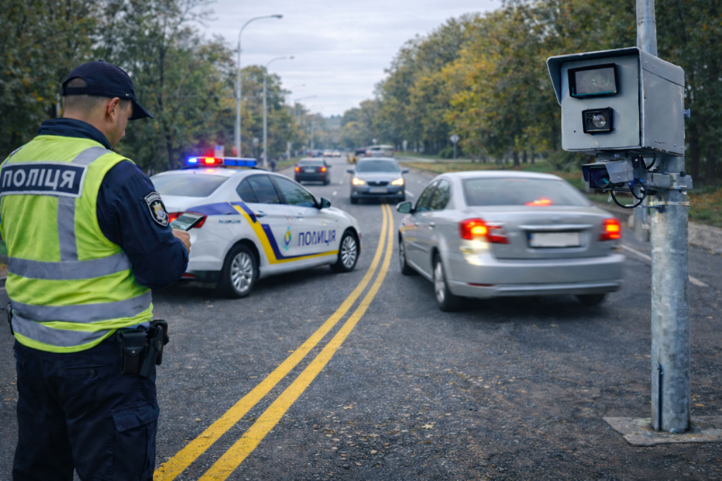 Автомобіль виїхав на зустрічну смугу під контролем поліції та камери автофіксації в Україні
