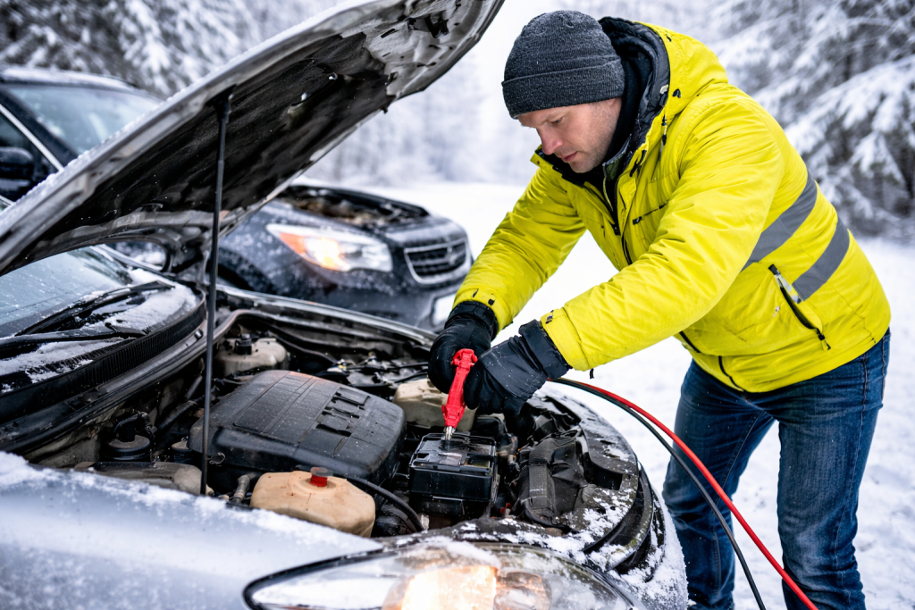 Підключення пускових проводів до акумулятора автомобіля взимку для запуску двигуна