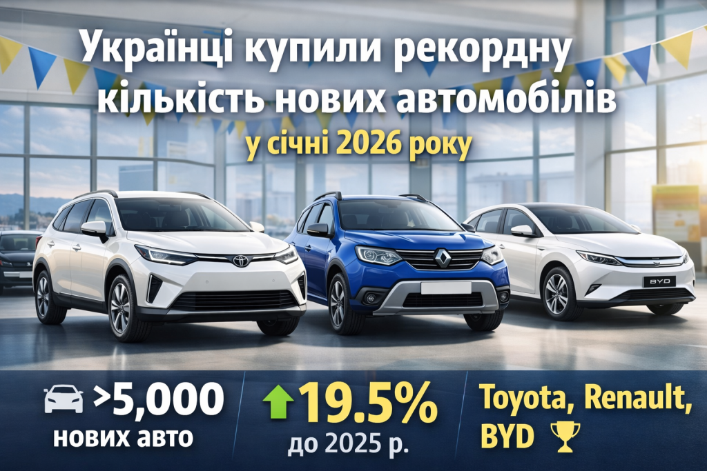 Українці купили рекордну кількість нових автомобілів у січні 2026 року