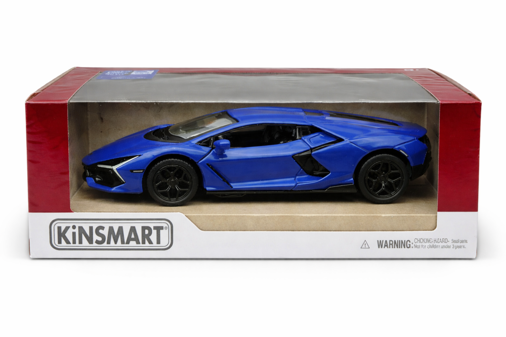 Машинка Kinsmart Lamborghini Revuelto синя в коробці