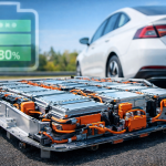 Батарея електромобіля з літій-іонними модулями та індикатором рівня заряду