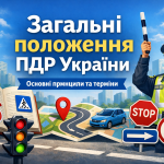 Загальні положення ПДР України — ілюстрація з дорожніми знаками, світлофором та регулювальником