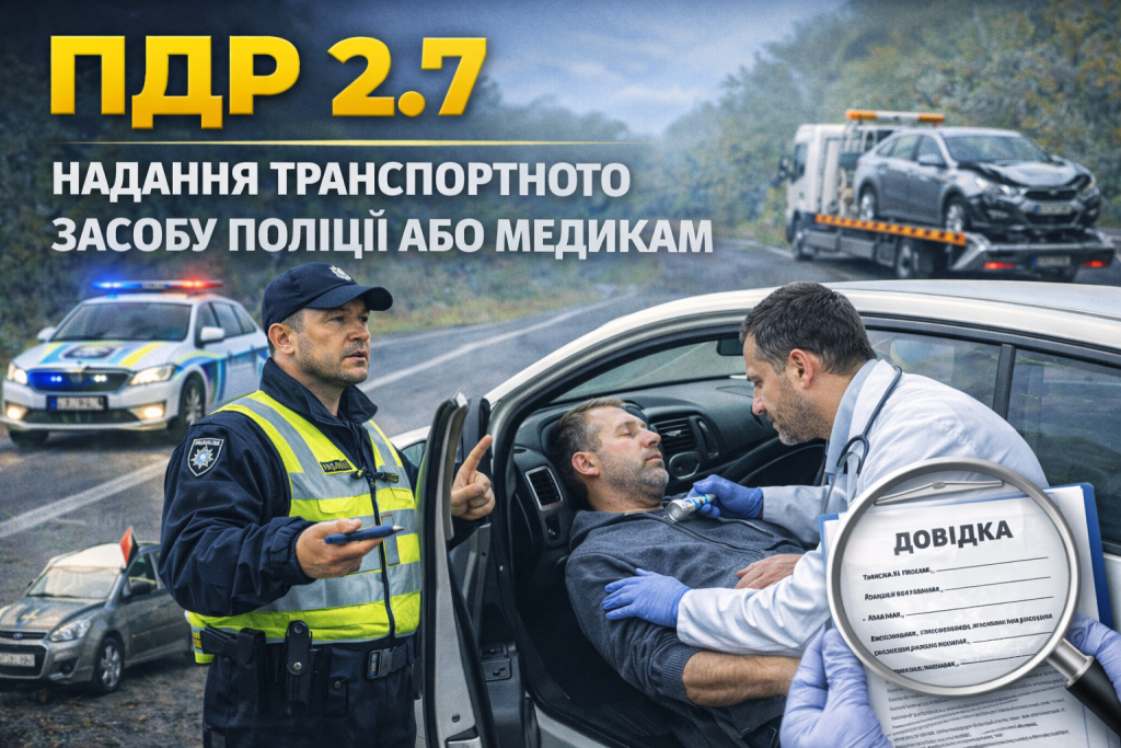 Надання транспортного засобу поліції або медикам — пункт 2.7 ПДР України