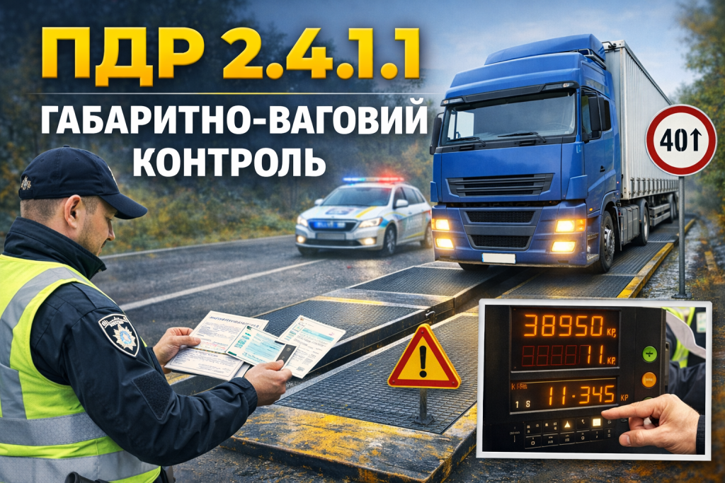 ПДР 2.4.1.1 габаритно-ваговий контроль вантажного автомобіля перевірка на пункті контролю