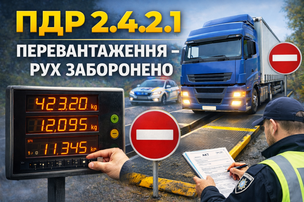 ПДР 2.4.2.1 перевищення вагових норм вантажного автомобіля габаритно-ваговий контроль