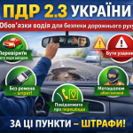 ПДР 2.3 України — обов’язки водія: перевірка авто перед виїздом, ремінь безпеки, мотошолом та уважність за кермом