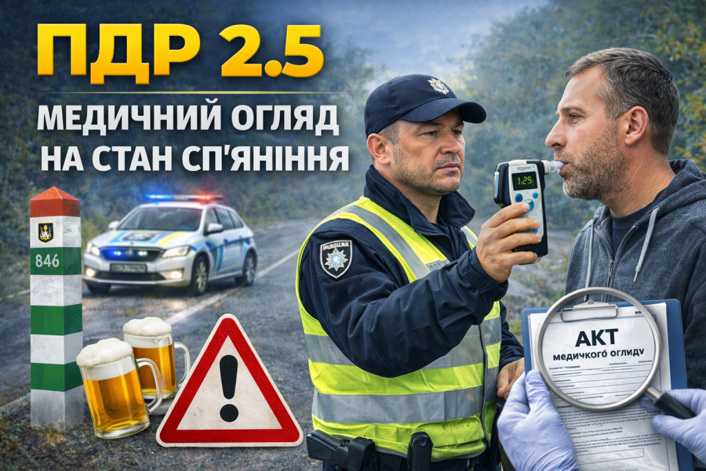 ПДР 2.5 медичний огляд водія на стан алкогольного сп’яніння перевірка алкотестером