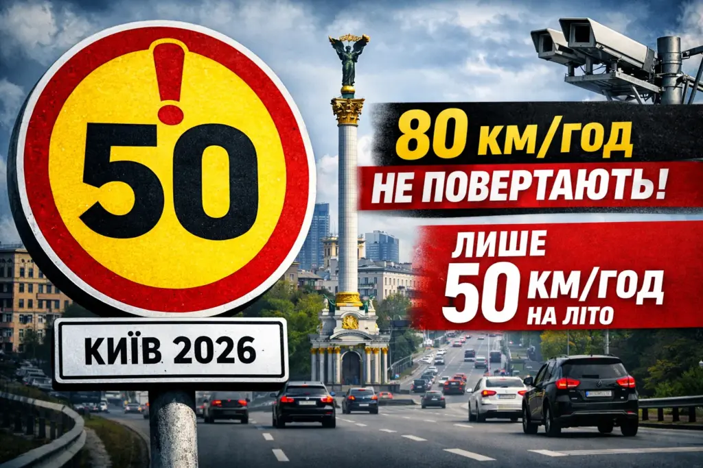 У Києві залишили обмеження швидкості 50 км год у 2026 році