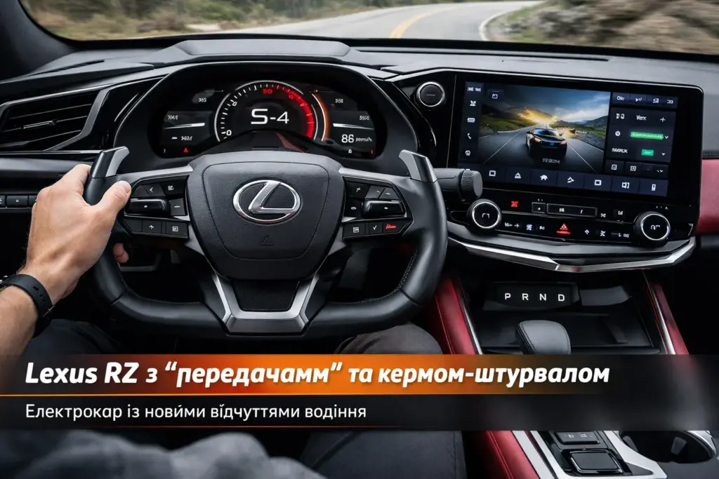 Lexus RZ F Sport інтер’єр кермо штурвал віртуальні передачі