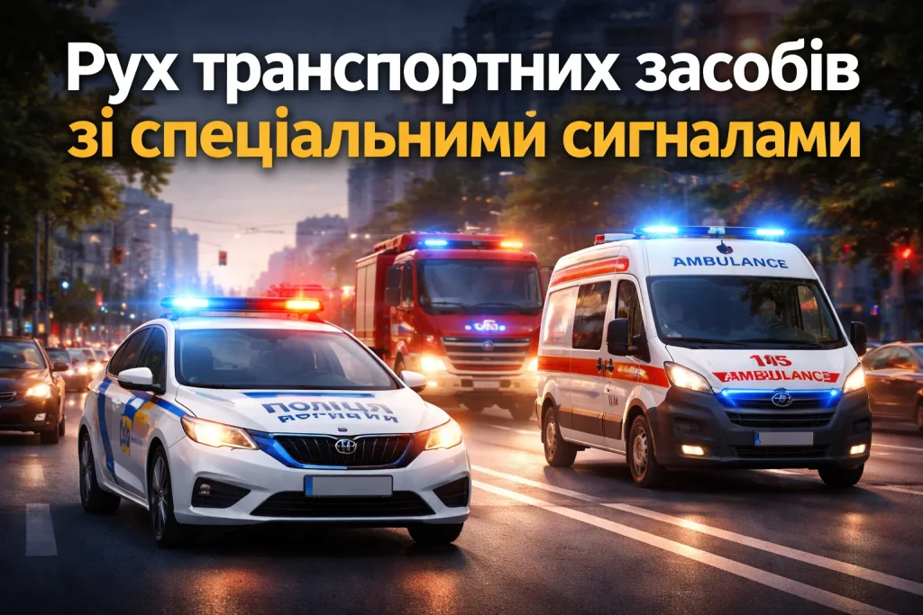 рух транспортних засобів зі спеціальними сигналами поліція швидка допомога пожежна пдр україни