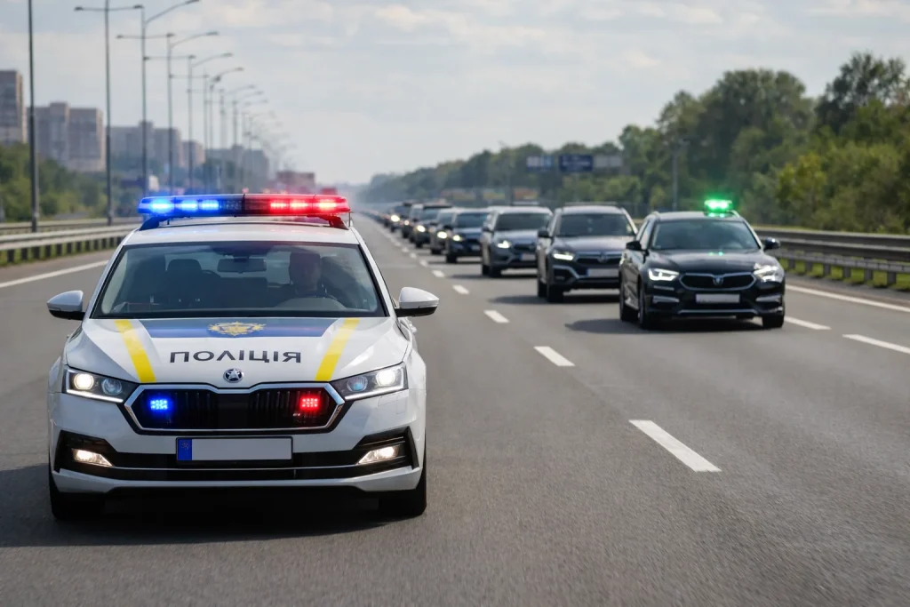 супроводження колони транспортних засобів поліцією з проблисковими маячками пдр 3.3