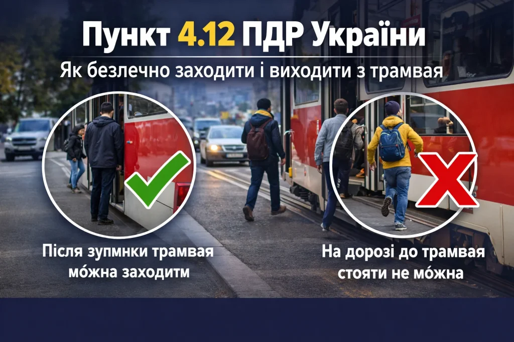 пункт 4.12 ПДР України як правильно заходити і виходити з трамвая безпечно