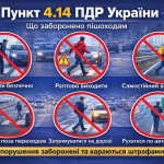 пункт 4.14 ПДР України заборони для пішоходів приклади порушень на дорозі