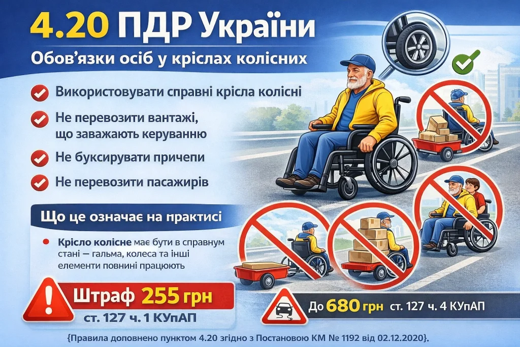 пдр 4-20 обовязки осіб у кріслах колісних правила руху