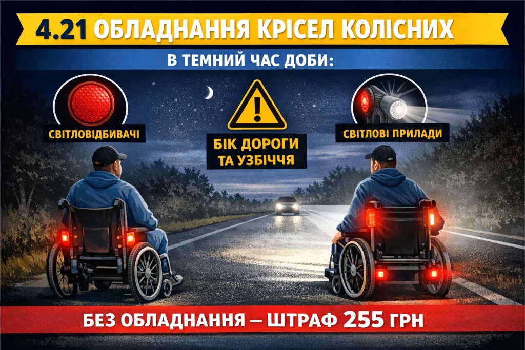 пдр 4-21 світловідбивачі та освітлення інвалідного візка в темний час