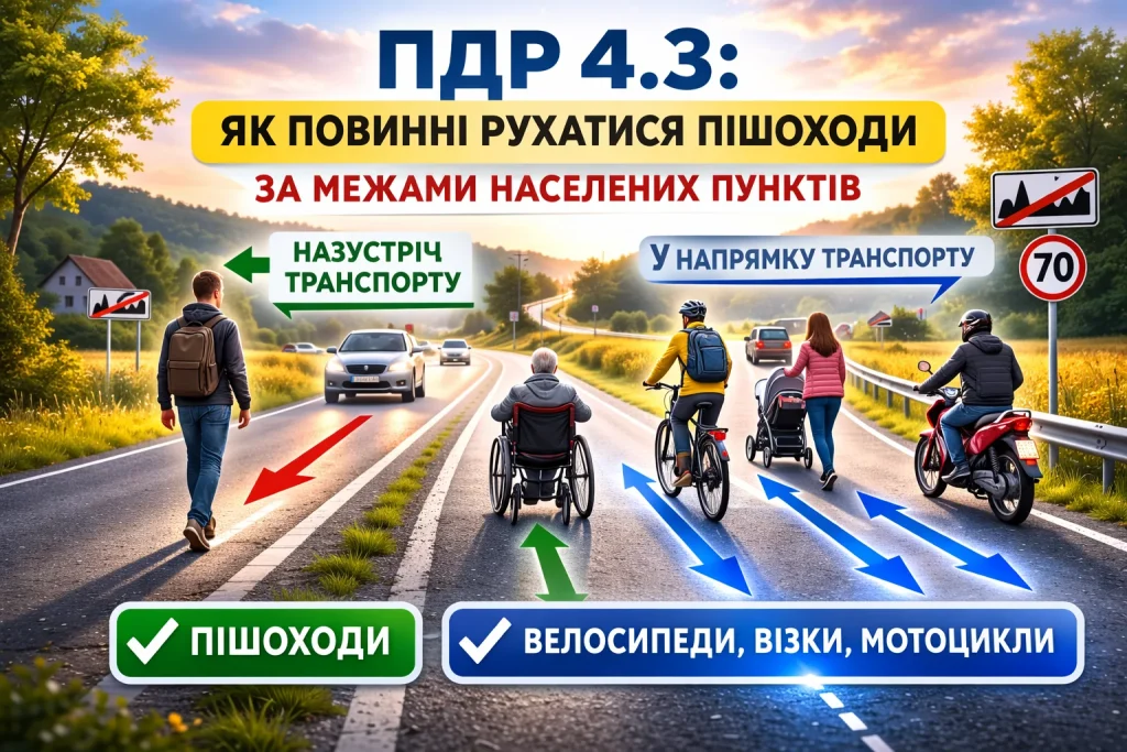 пдр 4.3 рух пішоходів за межами населених пунктів
