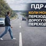 пішохід переходить дорогу поза пішохідним переходом на прямій ділянці дороги