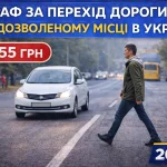 пішохід переходить дорогу в недозволеному місці перед автомобілем
