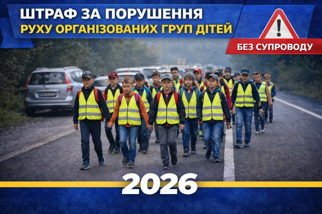 група дітей рухається по дорозі без супроводу дорослих що є порушенням ПДР