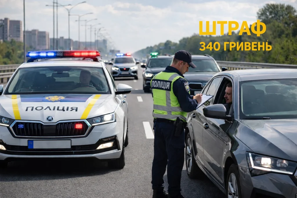штраф за в'їзд у колону транспортних засобів із супроводженням поліції в Україні