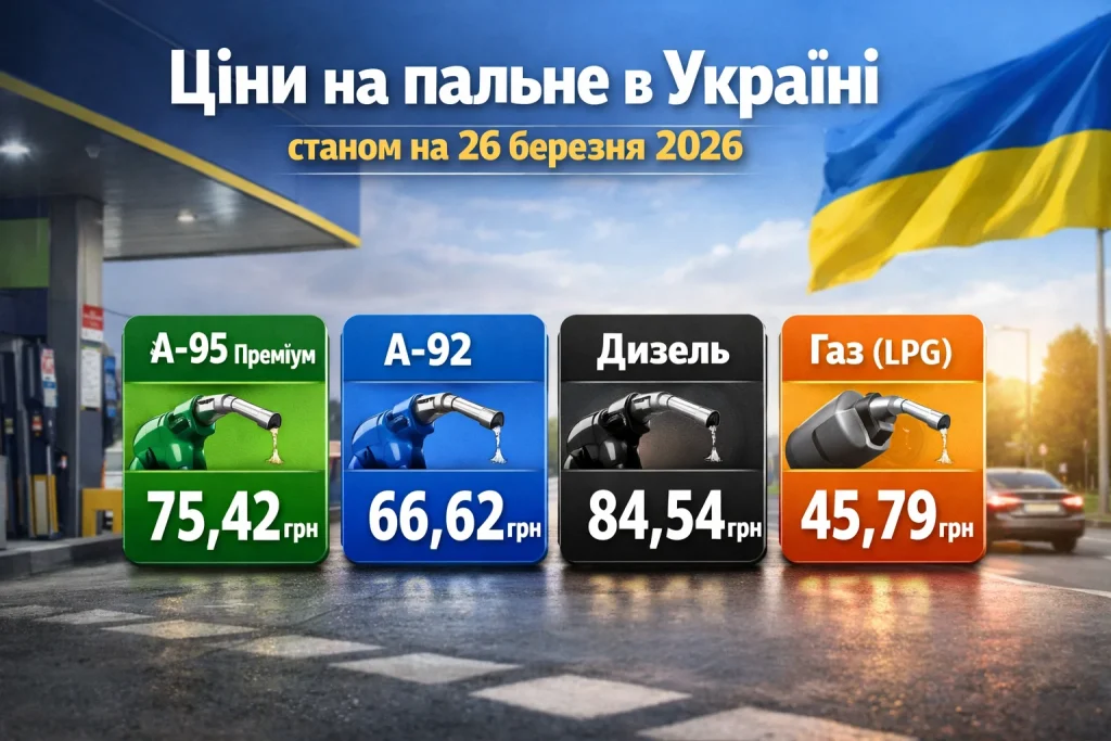 ціни на пальне в Україні 26 березня 2026 бензин дизель газ