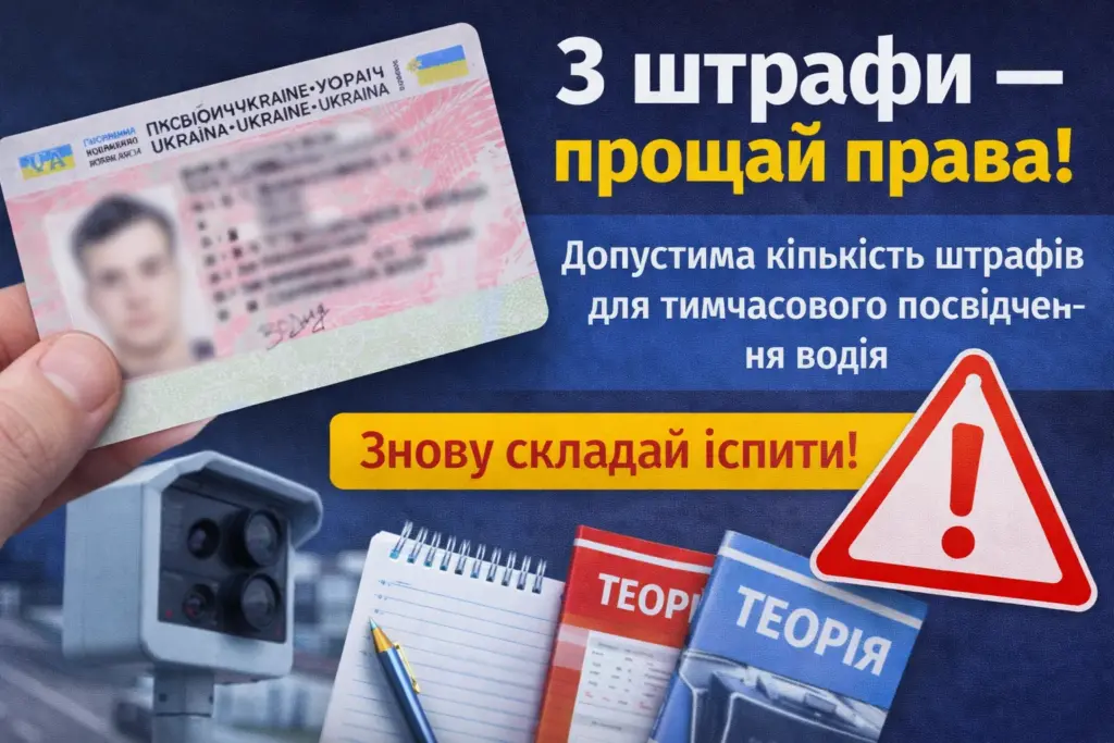 Скільки штрафів можна з тимчасовим посвідченням водія в Україні 2026 обмеження та правила