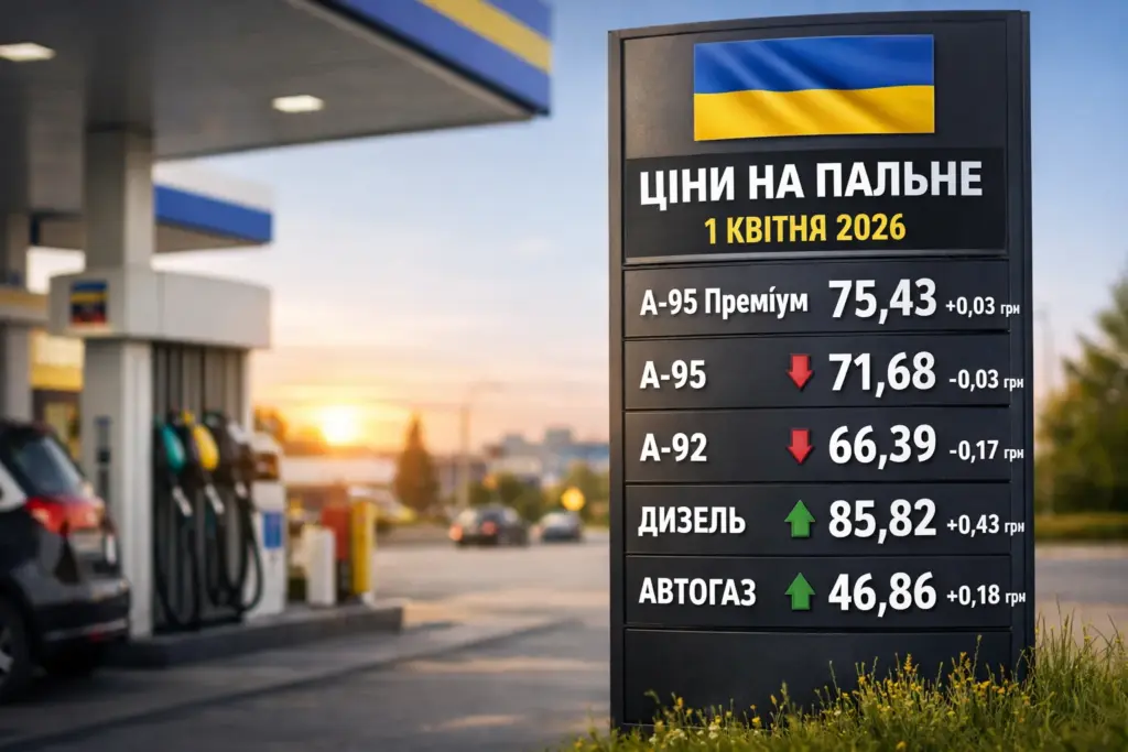 ціни на бензин дизель газ україна 1 квітня 2026 азс