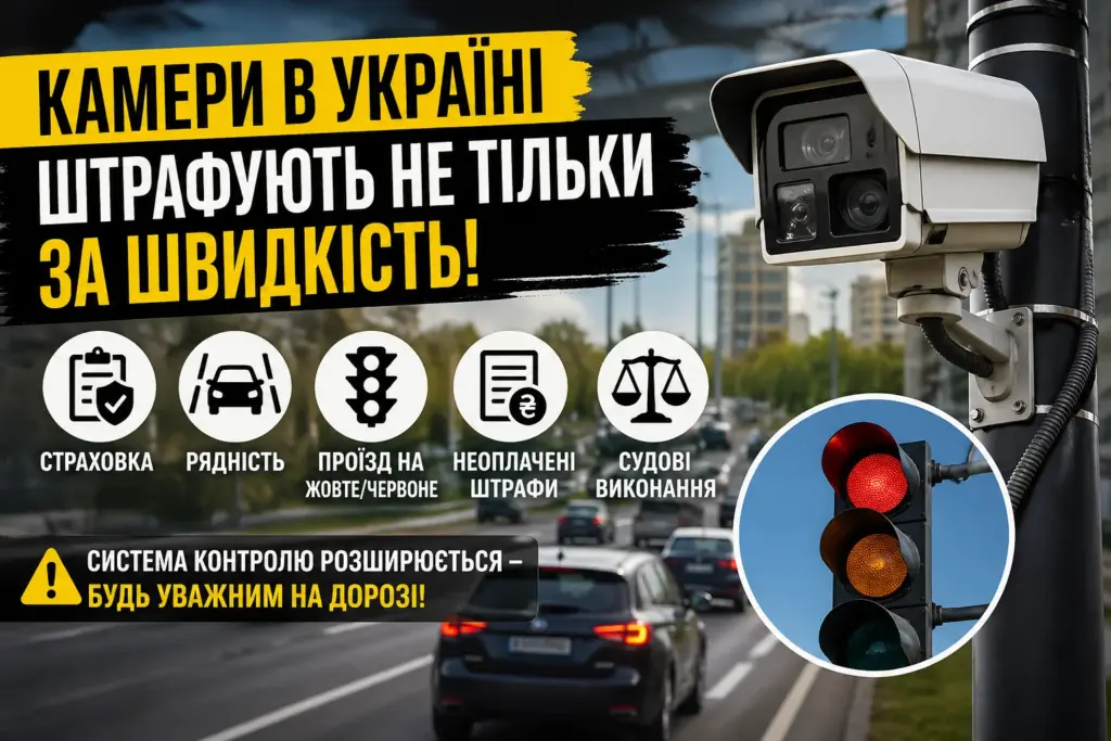 камери автофіксації в Україні штрафують за страховку світлофор і рядність