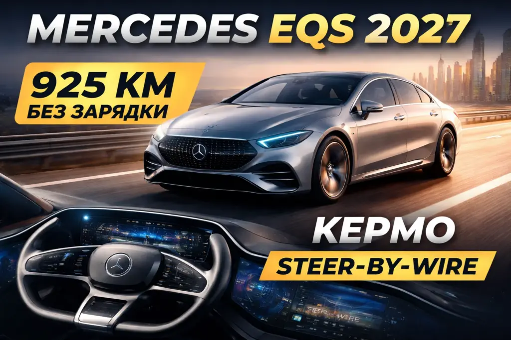 mercedes eqs 2027 електромобіль 925 км запас ходу steer by wire кермо