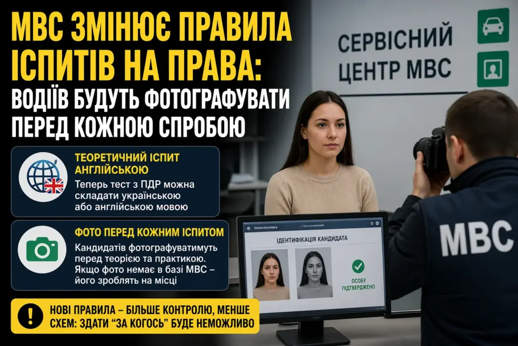 МВС змінює правила іспитів на права в Україні 2026 фото перед іспитом
